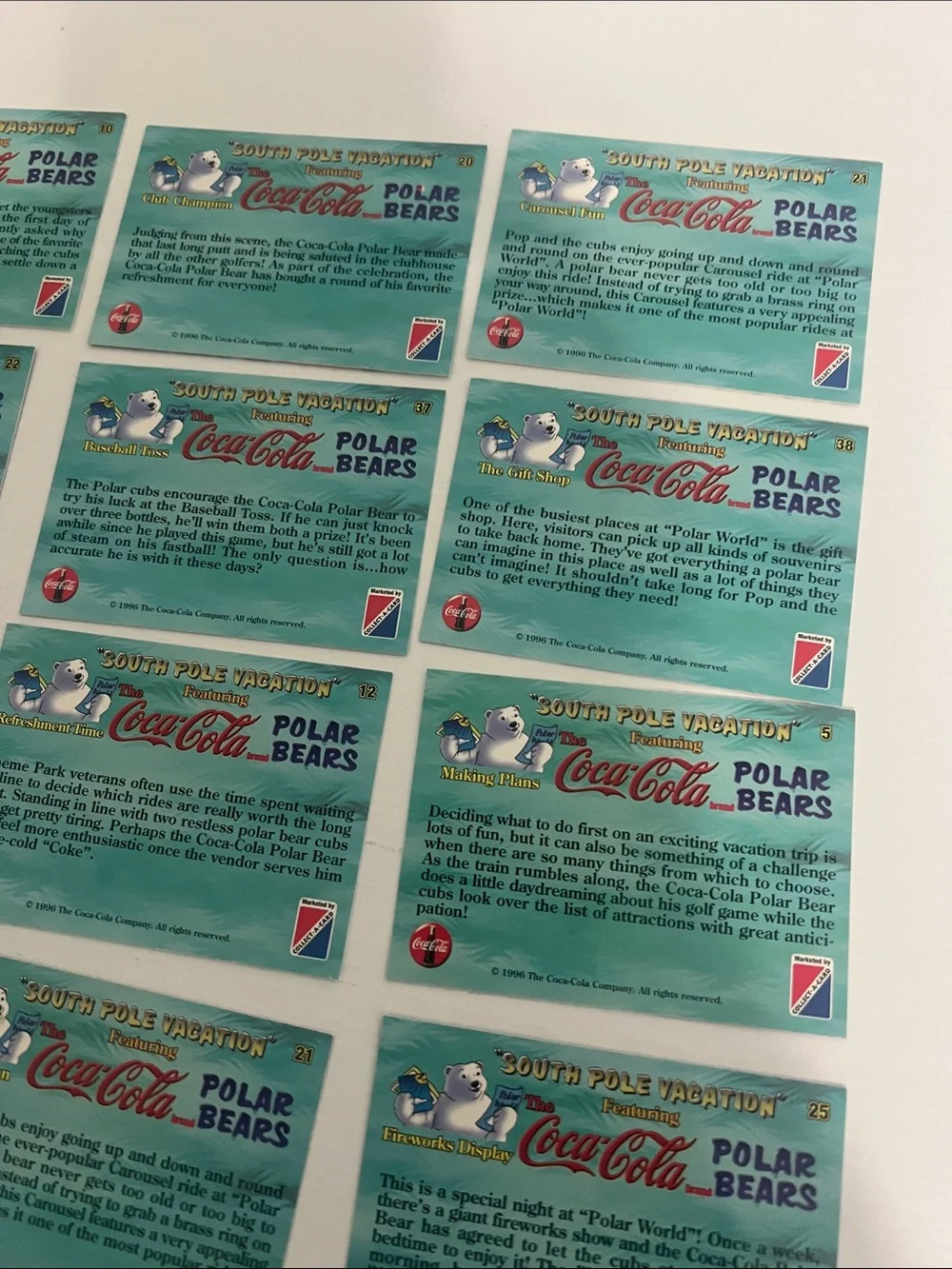 1996 South Pole Vacation Coca Cola Polar Bears Trading Cards (15) - Lot #3